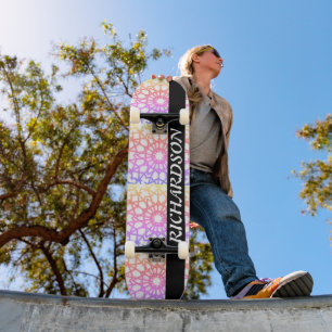 Vintage Rainbow snowflake personalise Skateboard