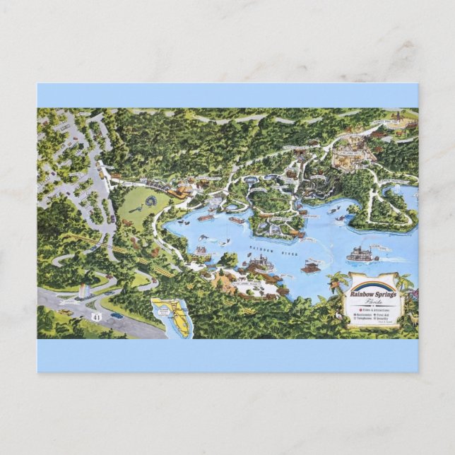 Vintage Rainbow Springs Florida  Postcard (Front)