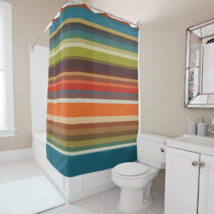 Vintage Rainbow Stripes Shower Curtain