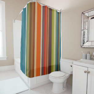 Vintage Rainbow Stripes Shower Curtain