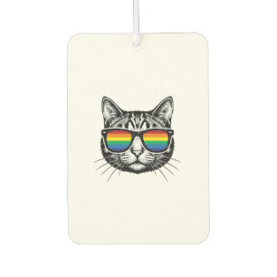Vintage Rainbow Sunglasses Cat Pride Shirt Design_ Car Air Freshener