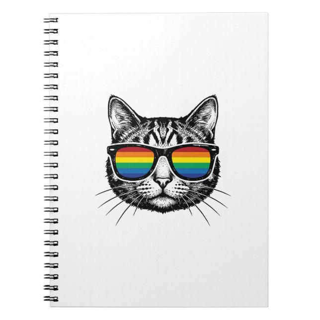 Vintage Rainbow Sunglasses Cat Pride Shirt Design_ Notebook (Front)