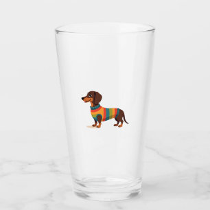 Vintage Rainbow Sweater Dachshund Cute Long Dog Il Glass