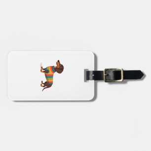Vintage Rainbow Sweater Dachshund Cute Long Dog Il Luggage Tag