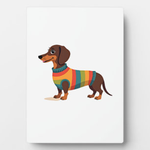 Vintage Rainbow Sweater Dachshund Cute Long Dog Il Plaque