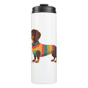 Vintage Rainbow Sweater Dachshund Cute Long Dog Il Thermal Tumbler