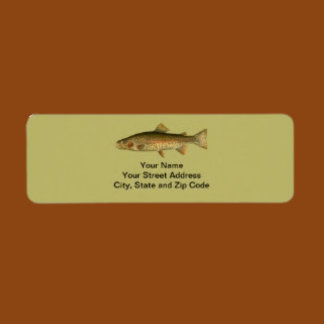 Vintage Rainbow Trout Dark Khaki Label Return Address Label