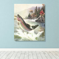 Vintage Rainbow Trout Fisherman Fishing for Fish