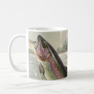 Vintage Rainbow Trout Fisherman Fishing for Fish Coffee Mug