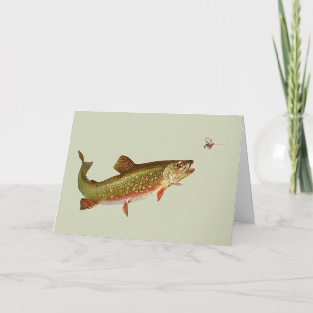 Vintage Rainbow Trout Fly Fishing Card (Front)
