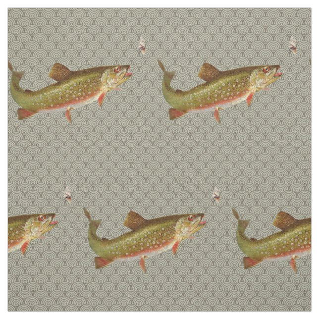 Vintage Rainbow Trout Fly Fishing Fabric (Swatch)