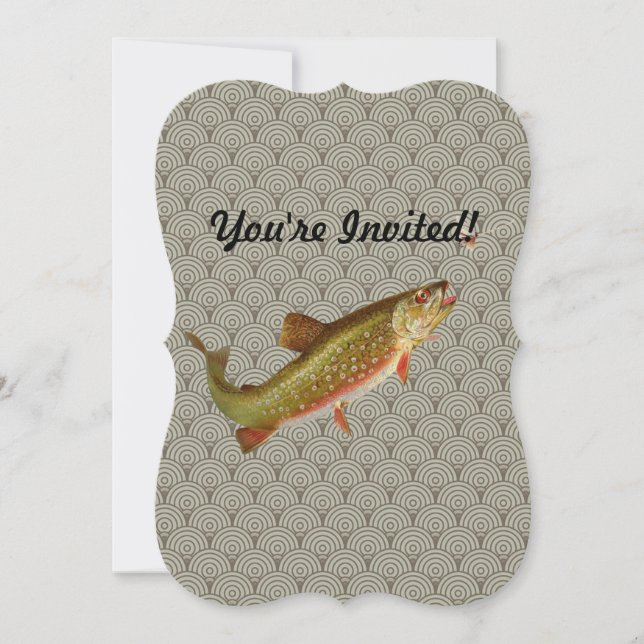 Vintage Rainbow Trout Fly Fishing Invitation (Front)