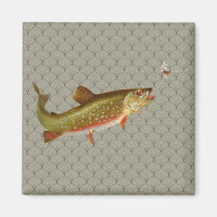 Vintage Rainbow Trout Fly Fishing Magnet