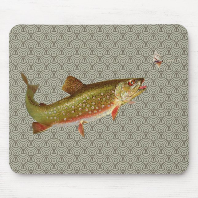 Vintage Rainbow Trout Fly Fishing Mouse Pad (Front)