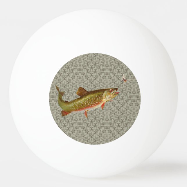 Vintage Rainbow Trout Fly Fishing Ping Pong Ball (Front)