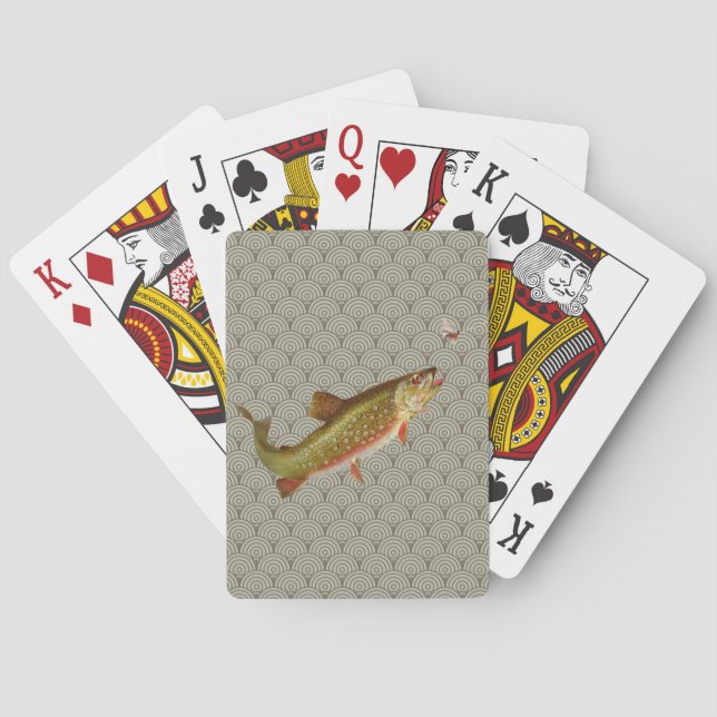 Vintage Rainbow Trout Fly Fishing Playing Cards (Back)