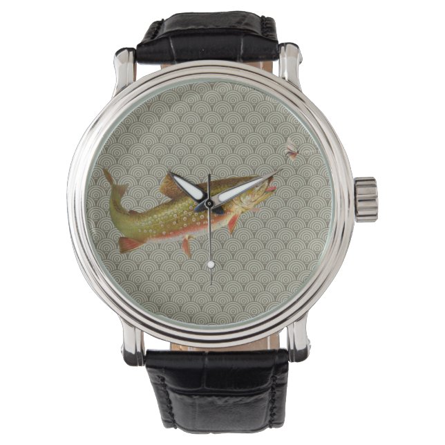 Vintage Rainbow Trout Fly Fishing Watch (Front)