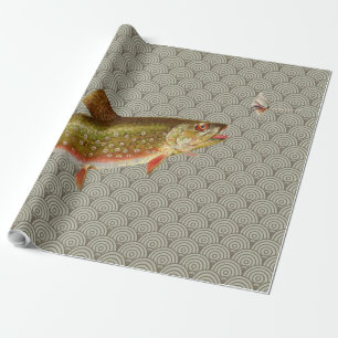 Vintage Rainbow Trout Fly Fishing Wrapping Paper
