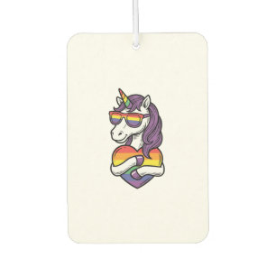 Vintage Rainbow Unicorn Heart Pride Shirt Design_1 Car Air Freshener