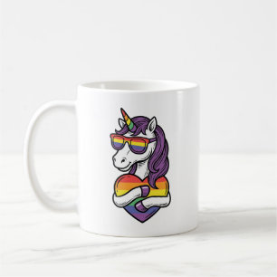 Vintage Rainbow Unicorn Heart Pride Shirt Design_1 Coffee Mug