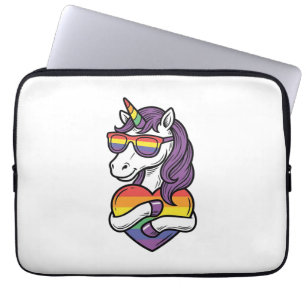 Vintage Rainbow Unicorn Heart Pride Shirt Design_1 Laptop Sleeve
