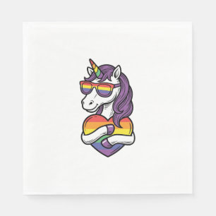 Vintage Rainbow Unicorn Heart Pride Shirt Design_1 Napkin
