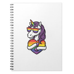 Vintage Rainbow Unicorn Heart Pride Shirt Design_1 Notebook