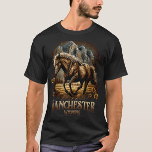 Vintage Ranchester Wyoming Mountains Horse Western T-Shirt