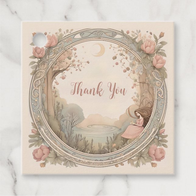 Vintage Rapunzel Fairytale Favour Tags (Front)