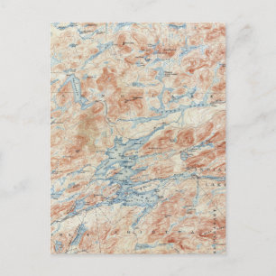 Vintage Raquette Lake New York Topographical Map Postcard