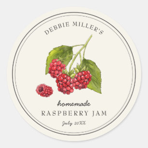 Vintage Raspberry Homemade Jam Jar label