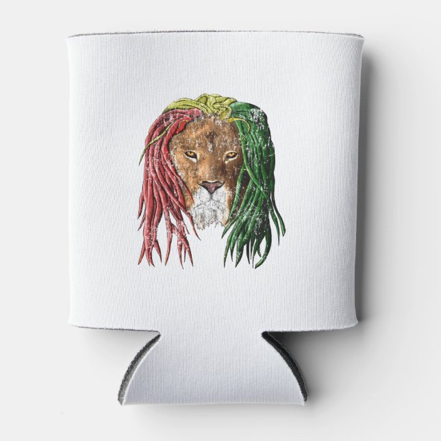 Vintage Rasta Reggae Lion Can Cooler (Front)