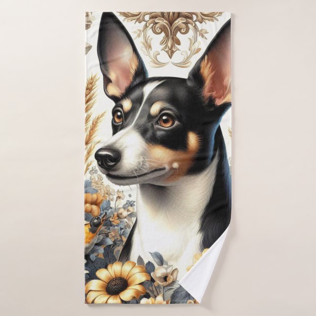 Vintage Rat Terrier Illustration Bath Towel (Bath Towel)