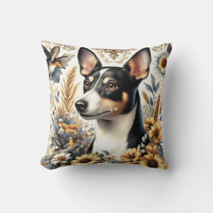 Vintage Rat Terrier Illustration Cushion