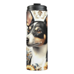 Vintage Rat Terrier Illustration Thermal Tumbler
