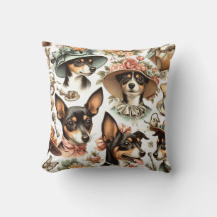 Vintage Rat Terrier Seamless Cushion