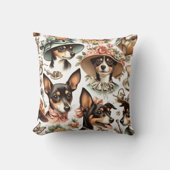 Vintage Rat Terrier Seamless Cushion (Front)