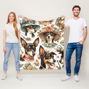 Vintage Rat Terrier Seamless Fleece Blanket