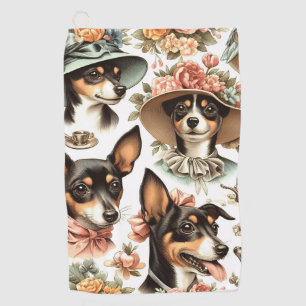 Vintage Rat Terrier Seamless Golf Towel