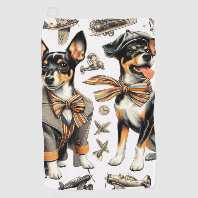 Vintage Rat Terrier Seamless Golf Towel (Front)