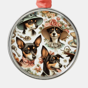 Vintage Rat Terrier Seamless Metal Ornament