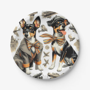 Vintage Rat Terrier Seamless Paper Plate