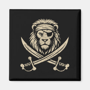 Vintage Rate Lion And Crossbones Safari Animal Magnet