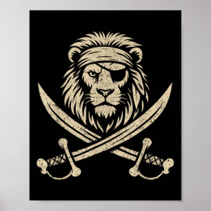 Vintage Rate Lion And Crossbones Safari Animal Poster