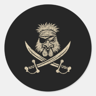 Vintage Rate Silkie Chicken And Crossbones Farm An Classic Round Sticker