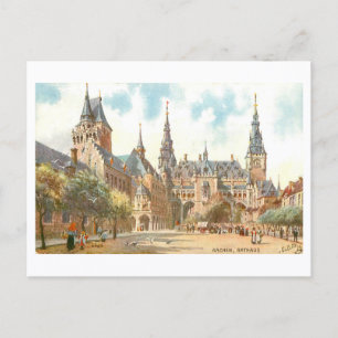 Vintage Rathaus, Aachen, Germany Postcard