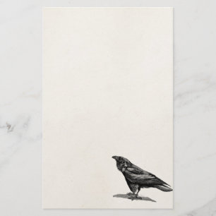 Vintage Raven Crow Blackbird Bird Illustration Stationery