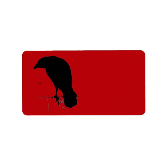 Vintage Raven on Blood Red Template Address Label