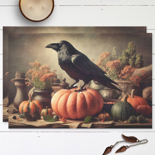 Vintage Raven Photo Gothic Halloween Decoupage Tissue Paper (Creator Uploaded)