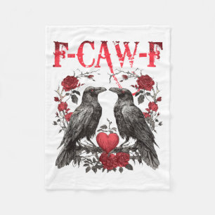 Vintage Raven Rose Heart Love Happy Valentines Day Fleece Blanket